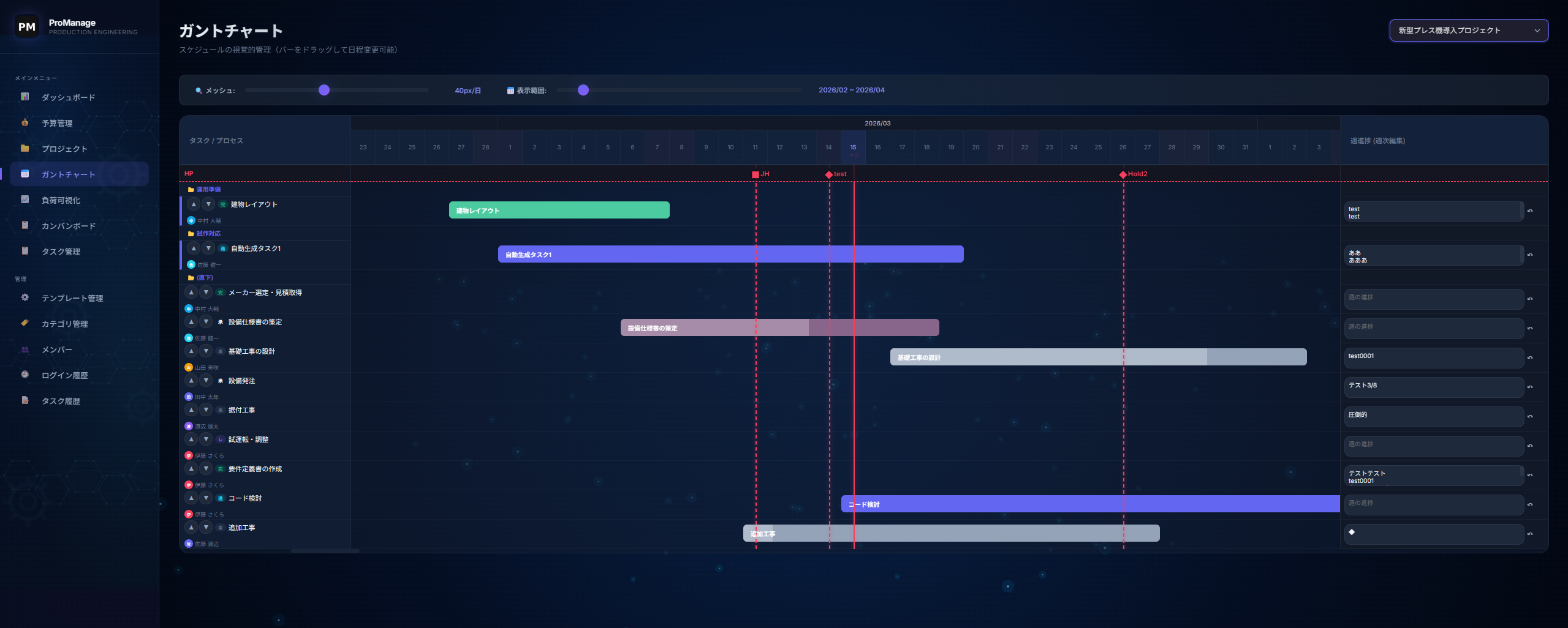 ProManageの開発中画面その3